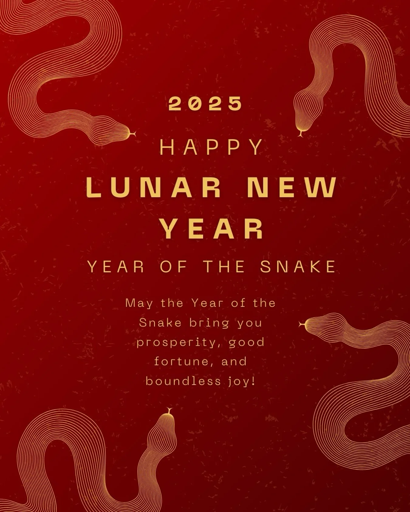 Year of the Snake greeting card in gold and red — print the chicken stationary work