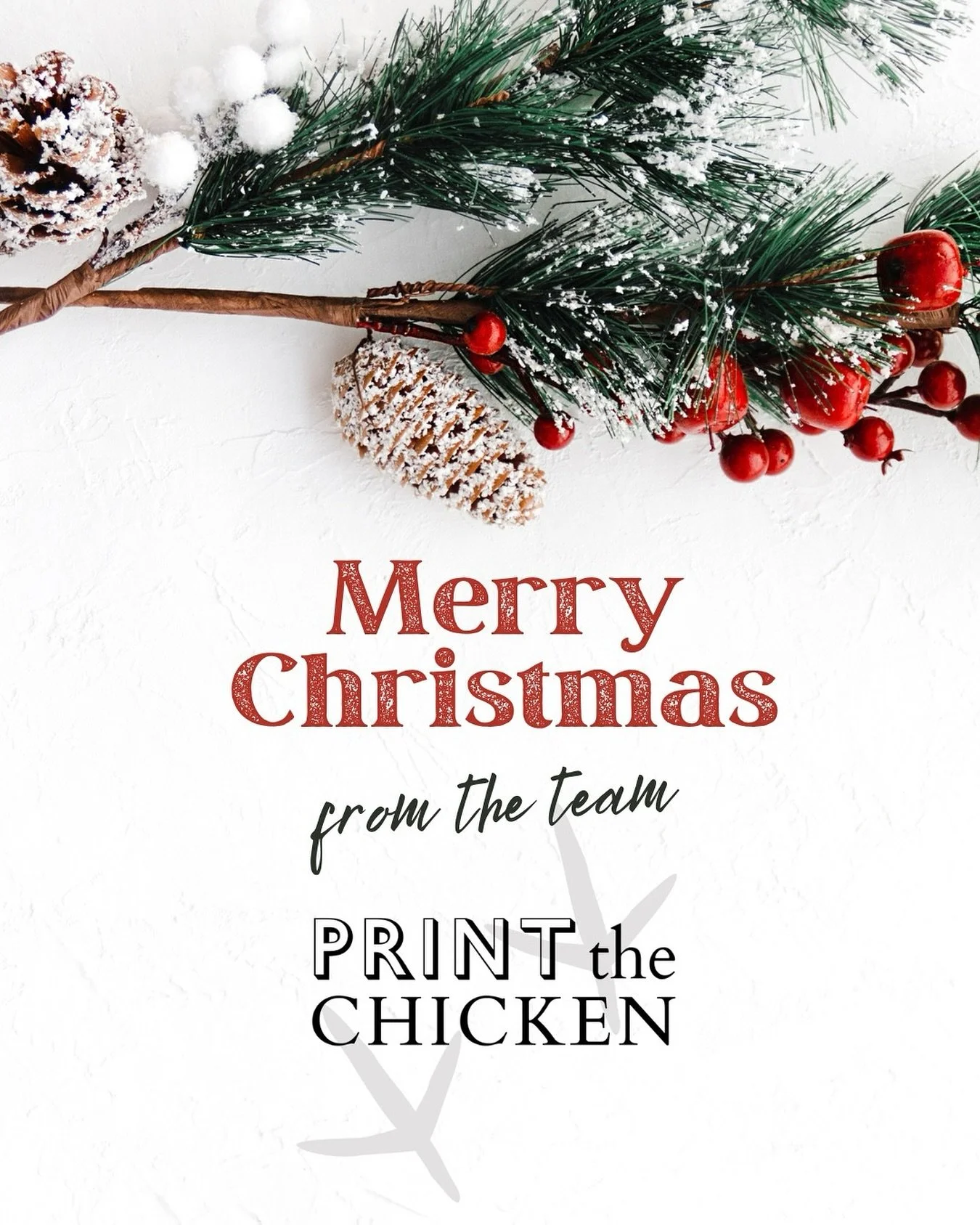Pinecone Christmas card from the Print the Chicken team